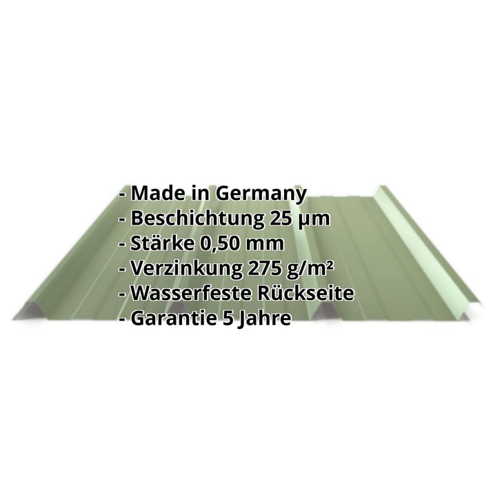 Trapezblech 45/333 | Dach | Stahl 0,50 mm | 25 µm Polyester | 6011 - Resedagrün #2