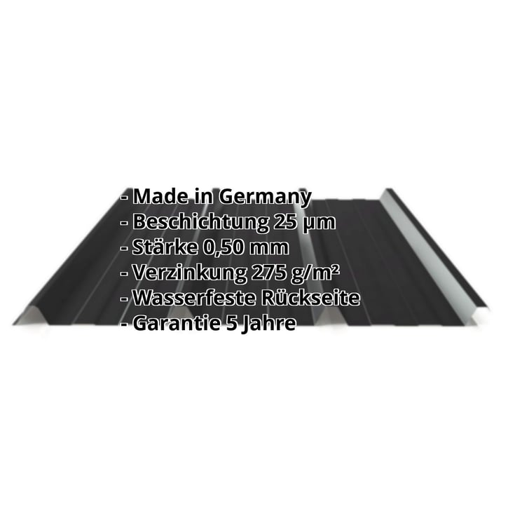 Trapezblech 45/333 | Dach | Stahl 0,50 mm | 25 µm Polyester | 9005 - Tiefschwarz #2