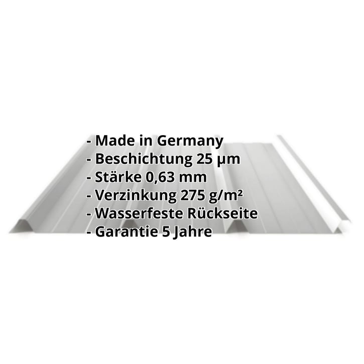Trapezblech 45/333 | Dach | Stahl 0,63 mm | 25 µm Polyester | 9006 - Weißaluminium #2