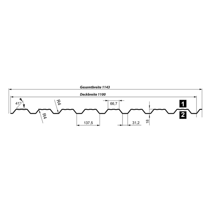 Trapezblech T18DR | Wand | Stahl 0,50 mm | 35 µm Mattpolyester | 033 - Schwarz #5