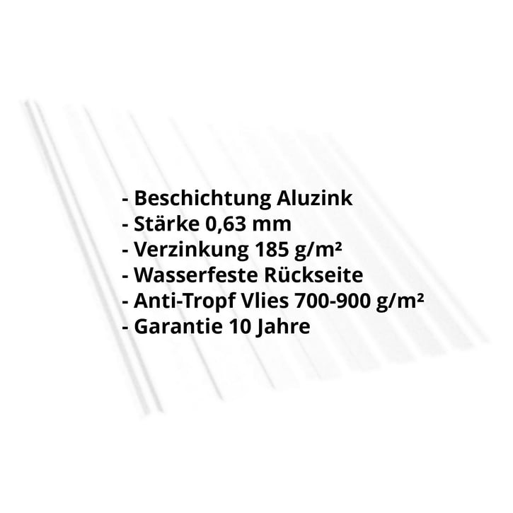 Trapezblech T20M | Dach | Anti-Tropf 700 g/m² | Stahl 0,63 mm | Aluzink | Silbergrau #2