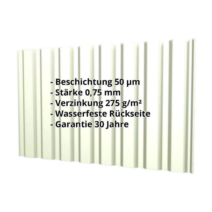 Trapezblech T20M | Wand | Stahl 0,75 mm | 50 µm PURLAK® | 9002 - Grauweiß #2