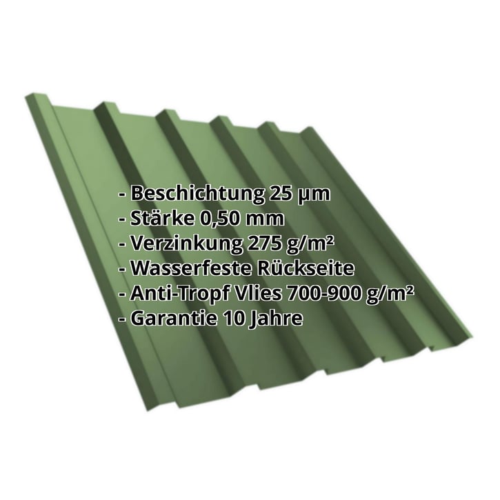 Trapezblech T35/207M | Dach | Anti-Tropf 700 g/m² | Stahl 0,50 mm | 25 µm Polyester | 6011 - Resedagrün #2