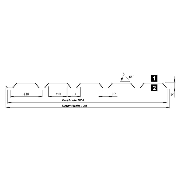 Trapezblech T35/207M | Wand | Stahl 0,50 mm | 25 µm Polyester | 7024 - Graphitgrau #5