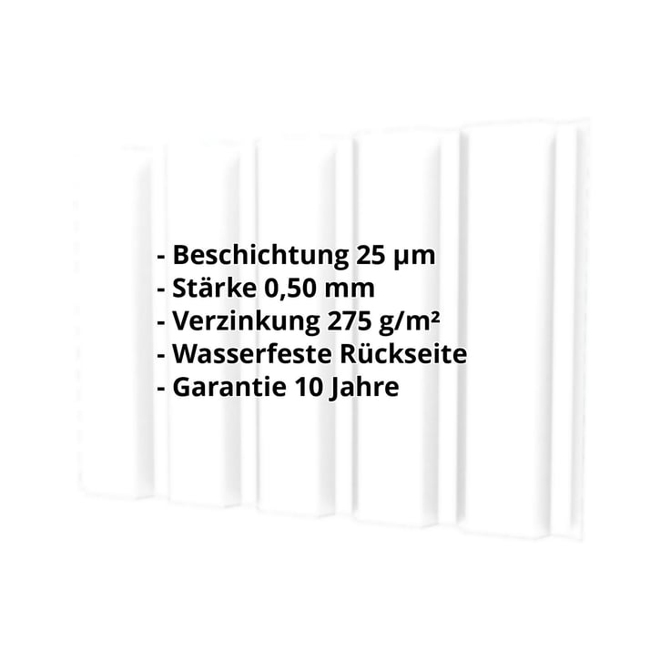 Trapezblech T35/207M | Wand | Stahl 0,50 mm | 25 µm Polyester | 9010 - Reinweiß #2