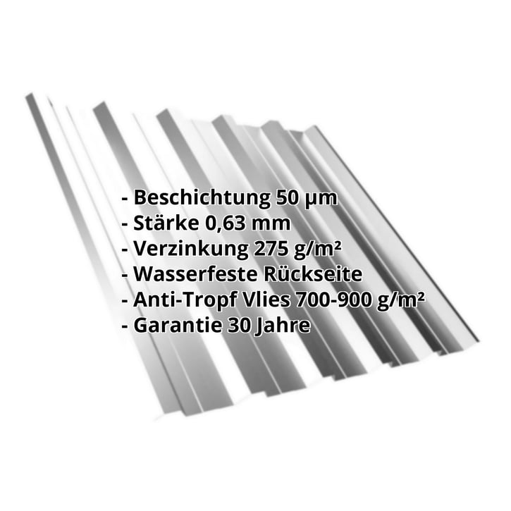 Trapezblech T35DR | Dach | Anti-Tropf 700 g/m² | Stahl 0,63 mm | 50 µm PURLAK® | 9006 - Weißaluminium #2