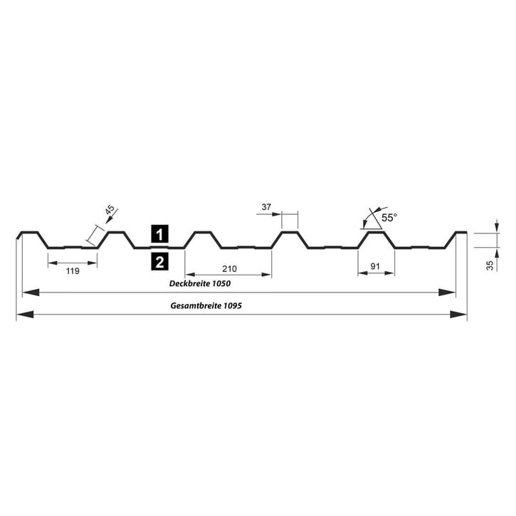 Trapezblech T35DR | Dach | Anti-Tropf 700 g/m² | Stahl 0,50 mm | 25 µm Polyester | 3016 - Korallenrot #9