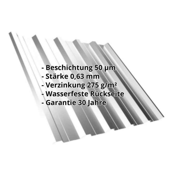 Trapezblech T35DR | Dach | Stahl 0,63 mm | 50 µm PURLAK® | 9006 - Weißaluminium #2