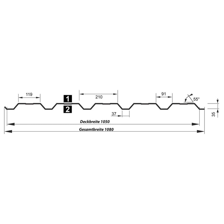 Trapezblech T35DR | Wand | Stahl 0,63 mm | 50 µm PURLAK® | 7016 - Anthrazitgrau #5