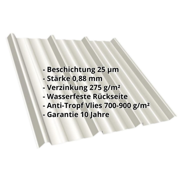 Trapezblech T45/333M | Dach | Anti-Tropf 700 g/m² | Stahl 0,88 mm | 25 µm Polyester | 9002 - Grauweiß #2