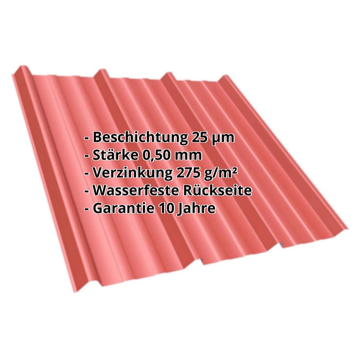 Trapezblech T45/333MD | Dach | Stahl 0,50 mm | 25 µm Polyester | 3016 - Korallenrot #2