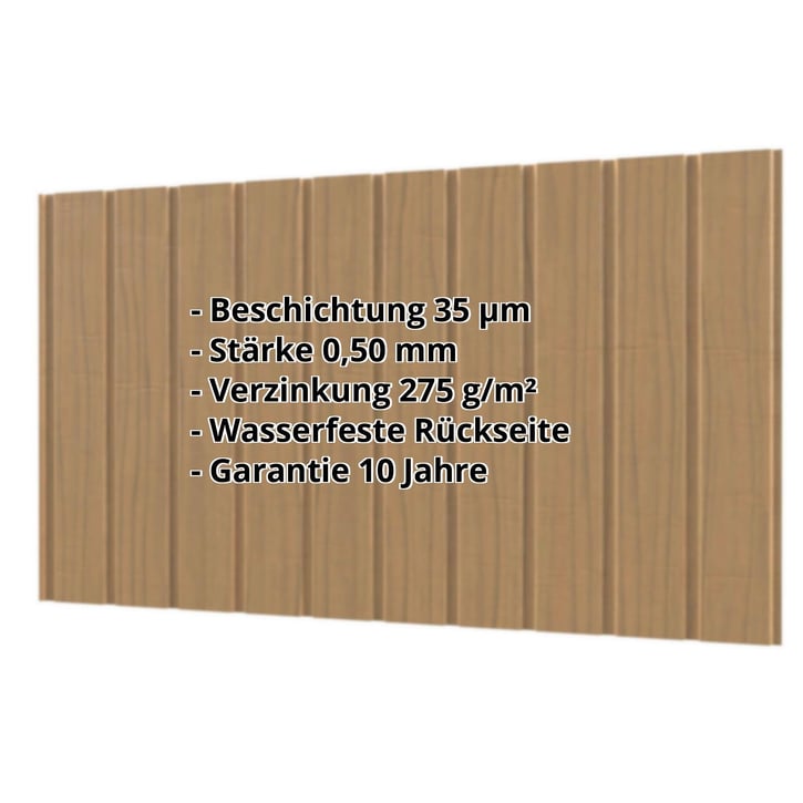 Trapezblech T7M | Wand | Stahl 0,50 mm | 25 µm Polyester | Holzoptik - Eiche #2