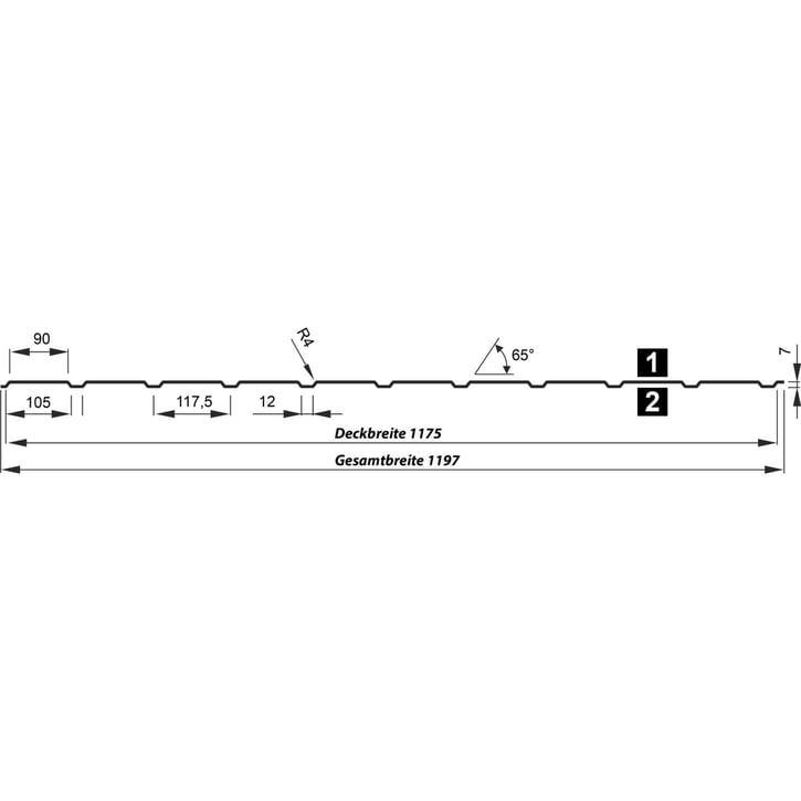 Trapezblech T7M | Wand | Stahl 0,63 mm | 50 µm PURLAK® | 7016 - Anthrazitgrau #3