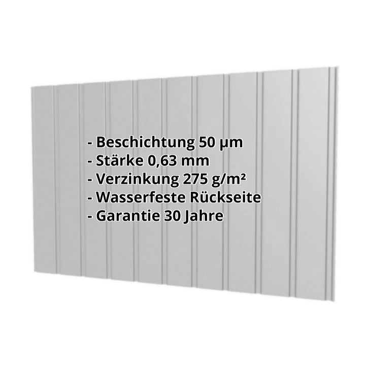 Trapezblech T7M | Wand | Stahl 0,63 mm | 50 µm PURLAK® | 9006 - Weißaluminium #2