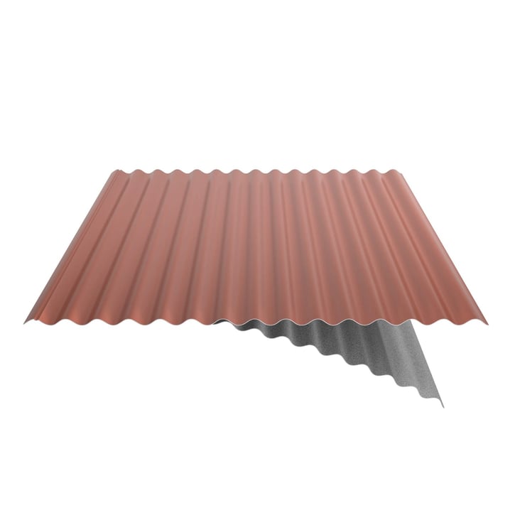 Wellblech 18/1064 | Dach | Anti-Tropf 1000 g/m² | Sonderposten | Stahl 0,40 mm | 25 µm Polyester | 8004 - Kupferbraun #6