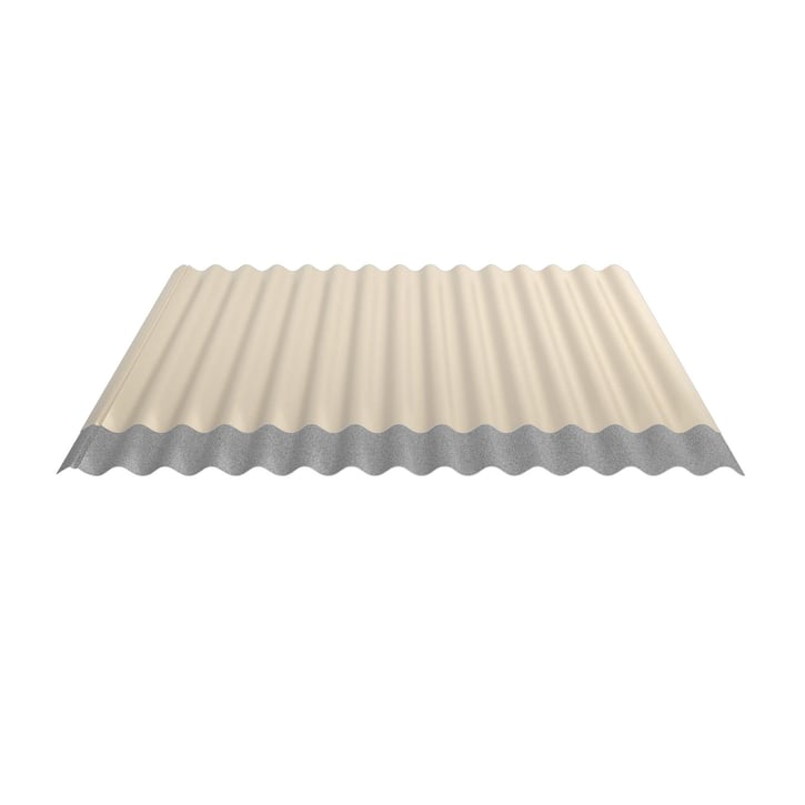 Wellblech 18/1064 | Dach | Anti-Tropf 2400 g/m² | Stahl 0,63 mm | 25 µm Polyester | 1015 - Hellelfenbein #5