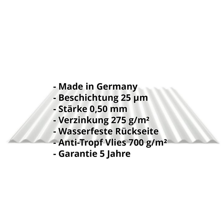 Wellblech 18/1064 | Dach | Anti-Tropf 700 g/m² | Stahl 0,50 mm | 25 µm Polyester | 7035 - Lichtgrau #2