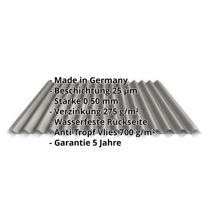 Wellblech 18/1064 | Dach | Anti-Tropf 700 g/m² | Stahl 0,50 mm | 25 µm Polyester | 9007 - Graualuminium #2