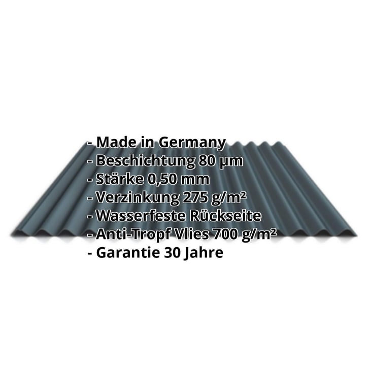 Wellblech 18/1064 | Dach | Anti-Tropf 700 g/m² | Stahl 0,50 mm | 80 µm Shimoco | 7016 - Anthrazitgrau #2