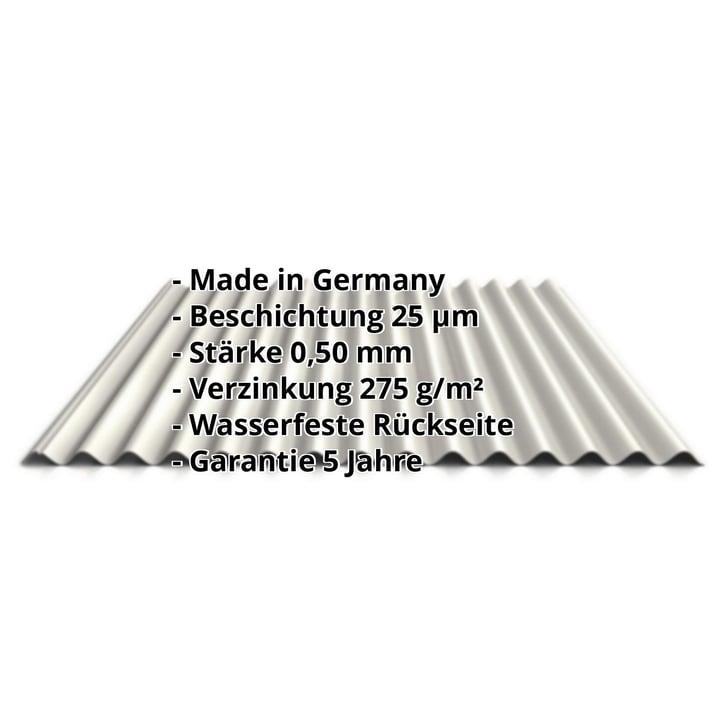 Wellblech 18/1064 | Dach | Stahl 0,50 mm | 25 µm Polyester | 9010 - Reinweiß #2