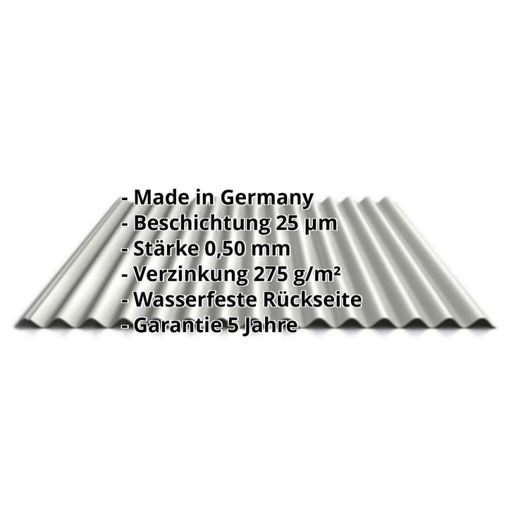 Wellblech 18/1064 | Dach | Stahl 0,50 mm | 25 µm Polyester | 9002 - Grauweiß #2