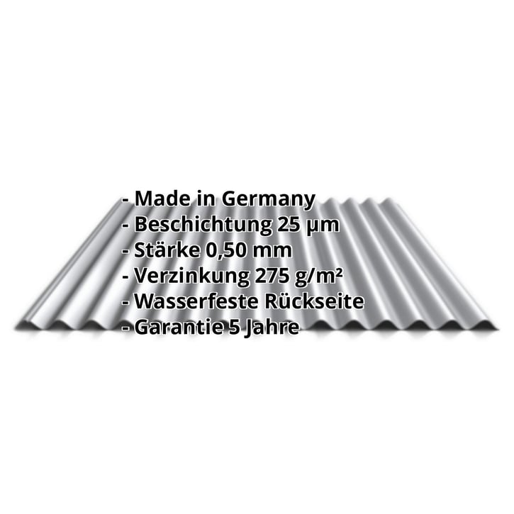Wellblech 18/1064 | Dach | Stahl 0,50 mm | 25 µm Polyester | 9006 - Weißaluminium #2