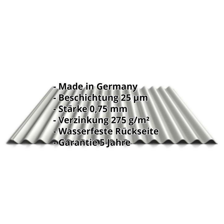 Wellblech 18/1064 | Dach | Stahl 0,75 mm | 25 µm Polyester | 9002 - Grauweiß #2