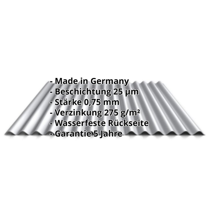 Wellblech 18/1064 | Wand | Aktionsblech | Stahl 0,75 mm | 25 µm Polyester | 9006 - Weißaluminium #2