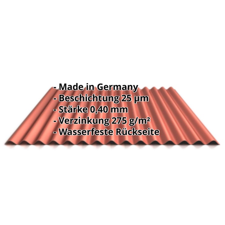 Wellblech 18/1064 | Wand | Sonderposten | Stahl 0,40 mm | 25 µm Polyester | 8004 - Kupferbraun #2