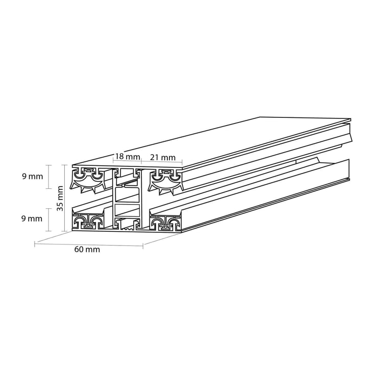 Acrylglas Stegdoppelplatte | 16 mm | Profil Mendiger | Sparpaket | Plattenbreite 980 mm | Klar | Breite 3,09 m | Länge 2,00 m #7