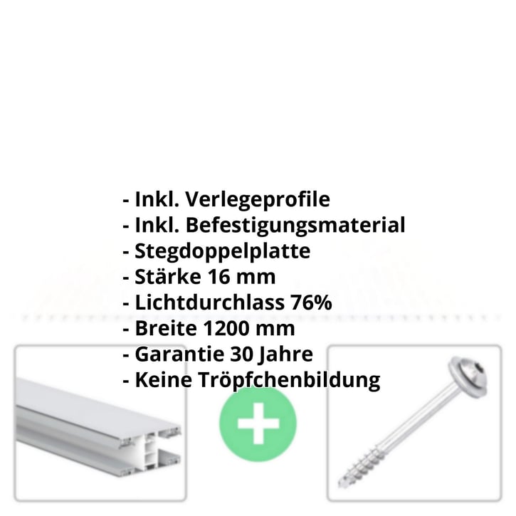 Acrylglas Stegdoppelplatte | 16 mm | Profil Mendiger | Sparpaket | Plattenbreite 1200 mm | Opal Weiß | Breite 3,75 m | Länge 2,00 m #2