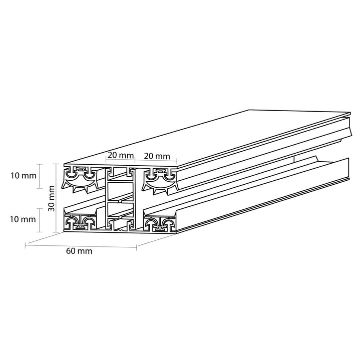Polycarbonat Doppelstegplatte | 10 mm | Profil Mendiger | Sparpaket | Plattenbreite 1050 mm | Klar | Breite 6,45 m | Länge 2,00 m #7