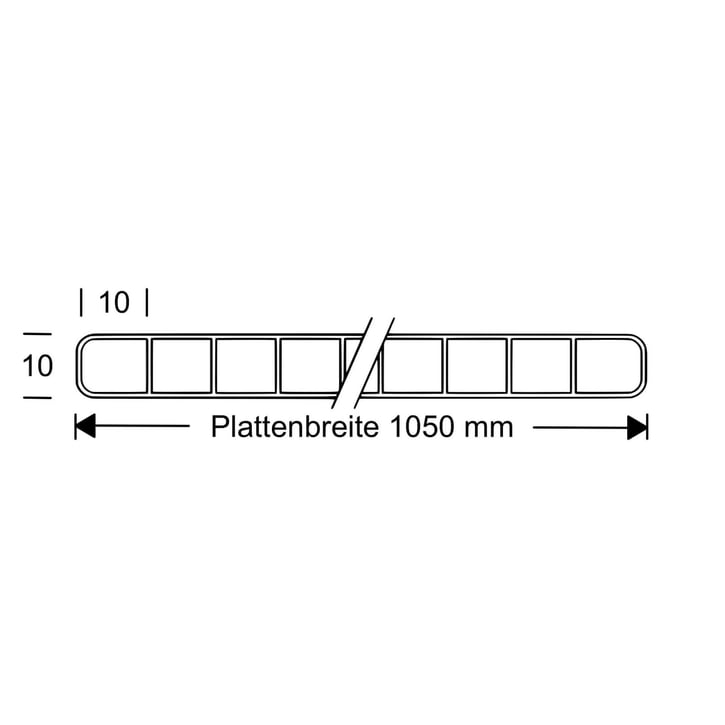 Polycarbonat Doppelstegplatte | 10 mm | Profil Mendiger | Sparpaket | Plattenbreite 1050 mm | Klar | Breite 6,45 m | Länge 2,00 m #9