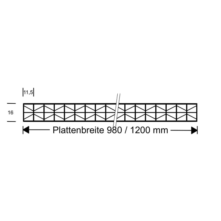 Polycarbonat Stegplatte | 16 mm | Profil DUO | Sparpaket | Plattenbreite 980 mm | Klar | Extra stark | Breite 7,13 m | Länge 4,00 m #10