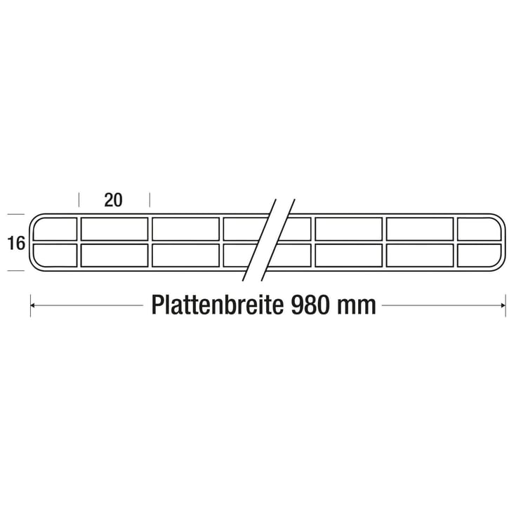 Polycarbonat Stegplatte | 16 mm | Profil Mendiger | Sparpaket | Plattenbreite 980 mm | Klar | 2nd LIFE LINE | Breite 6,12 m | Länge 3,50 m #10