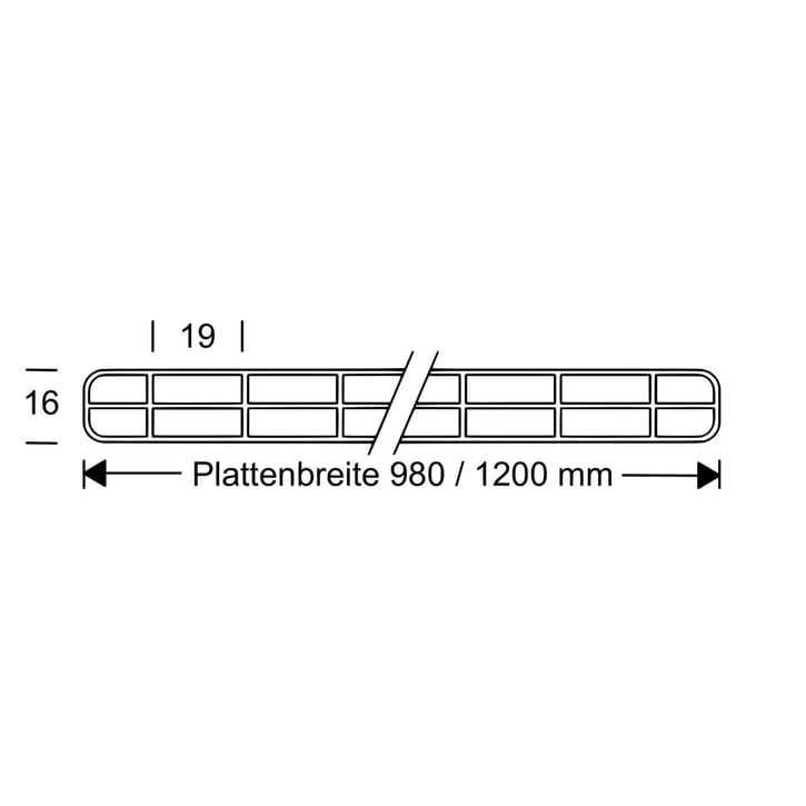 Polycarbonat Stegplatte | 16 mm | Profil Zevener Sprosse | Sparpaket | Plattenbreite 980 mm | Opal Weiß | Breite 5,17 m | Länge 3,50 m #10