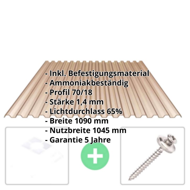 PVC Spundwandplatte | 70/18 | Sparpaket | 1,40 mm | Bronze | Breite 3,18 m | Länge 2,00 m #2