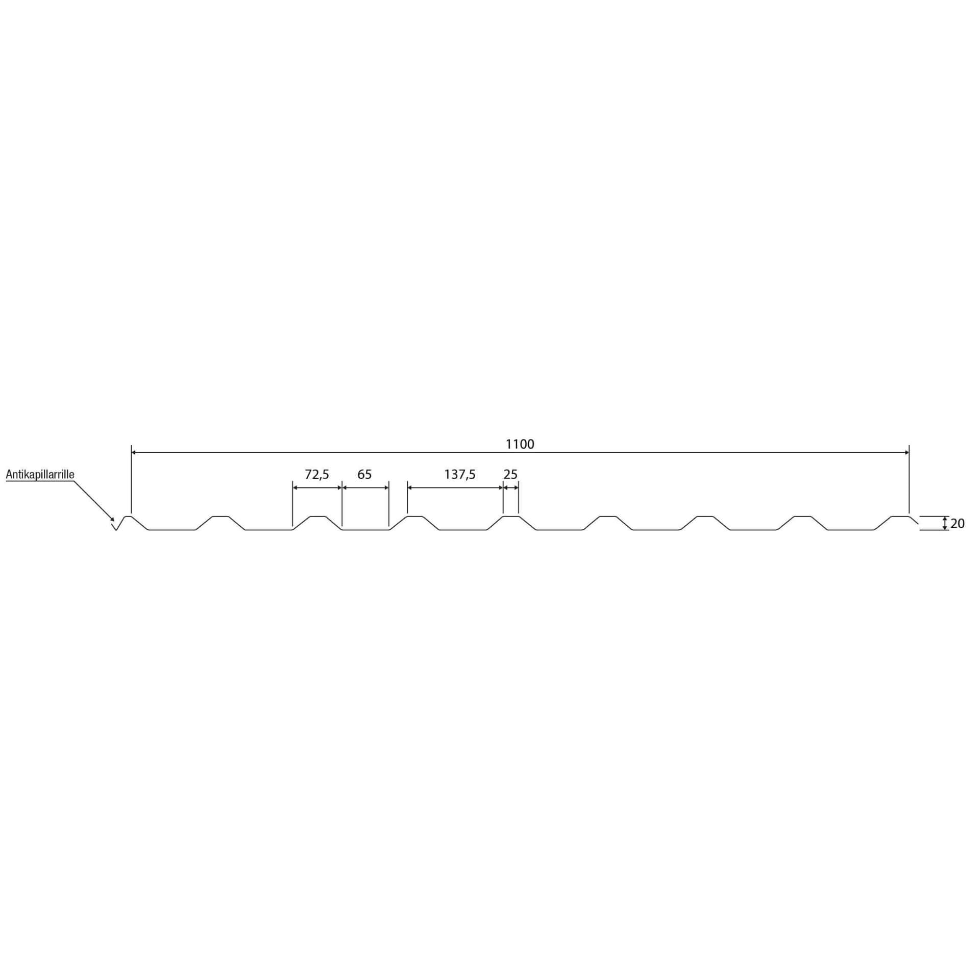 Querschnitt 20er Höhe Dachprofil